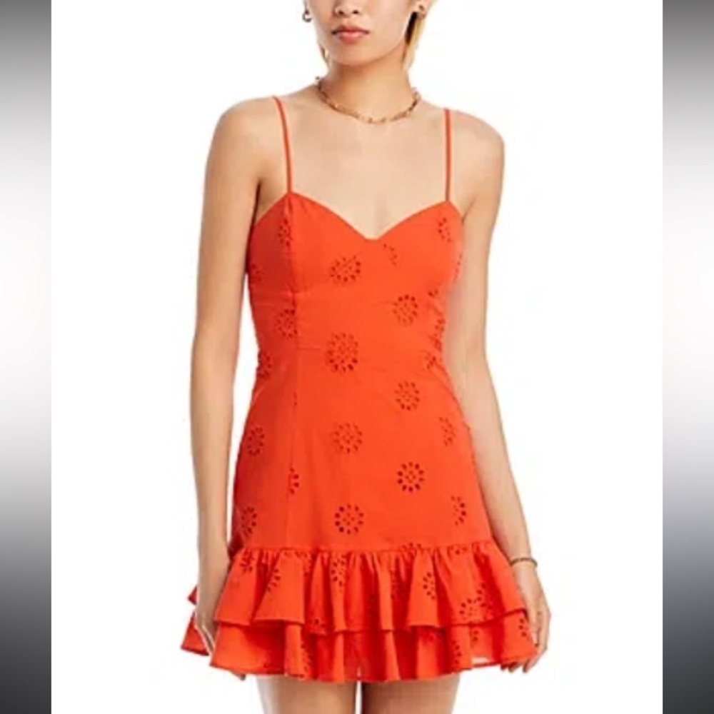Aqua Cotton Eyelet Dress in Orange